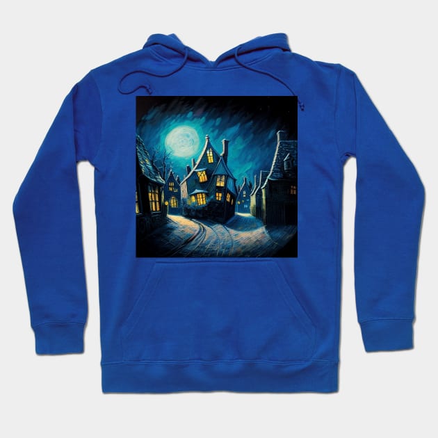 Starry Night Over Hogsmeade Village Hoodie by Grassroots Green